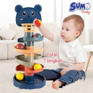 Mainan Edukasi Anak Bayi Puzzle Rolling Ball Rotating Seluncuran Bola