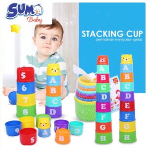 Mainan Edukasi Anak Bayi Tower Puzzle Susun Stacking Cup Cangkir Warna