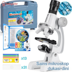 Mikroskop Anak 58 PCS – Edukasi Sains 100X-1200X dengan LED